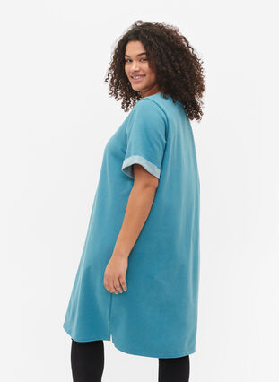 Sweater dress with short sleeves and slits, Brittany Blue, Model image number 1