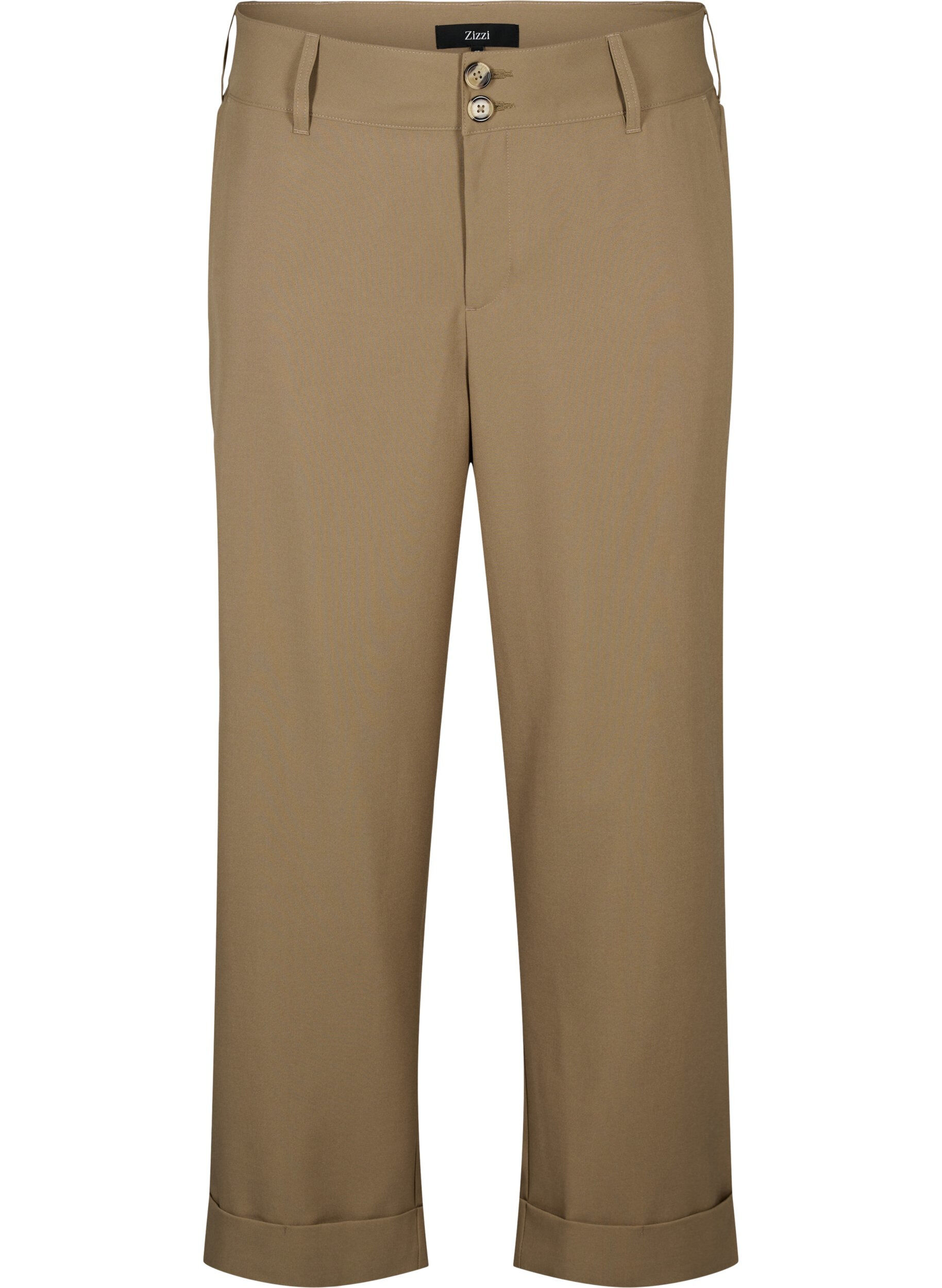 Zizzifashion High-waisted pants with fold-up, Petrified Oak, Packshot image number 0