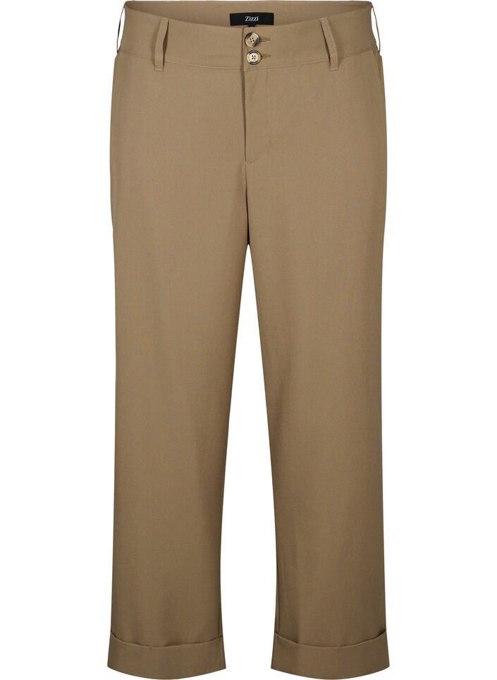 High-waisted pants with fold-up, Petrified Oak, Packshot image number 0