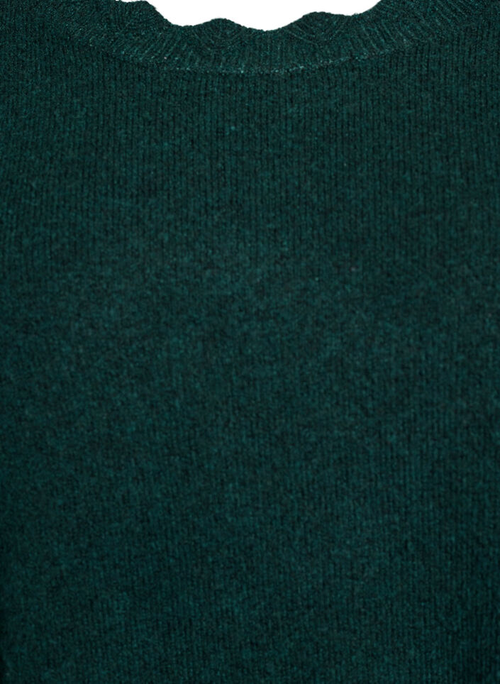 Knitted blouse with wavy edges, Green, Packshot image number 2