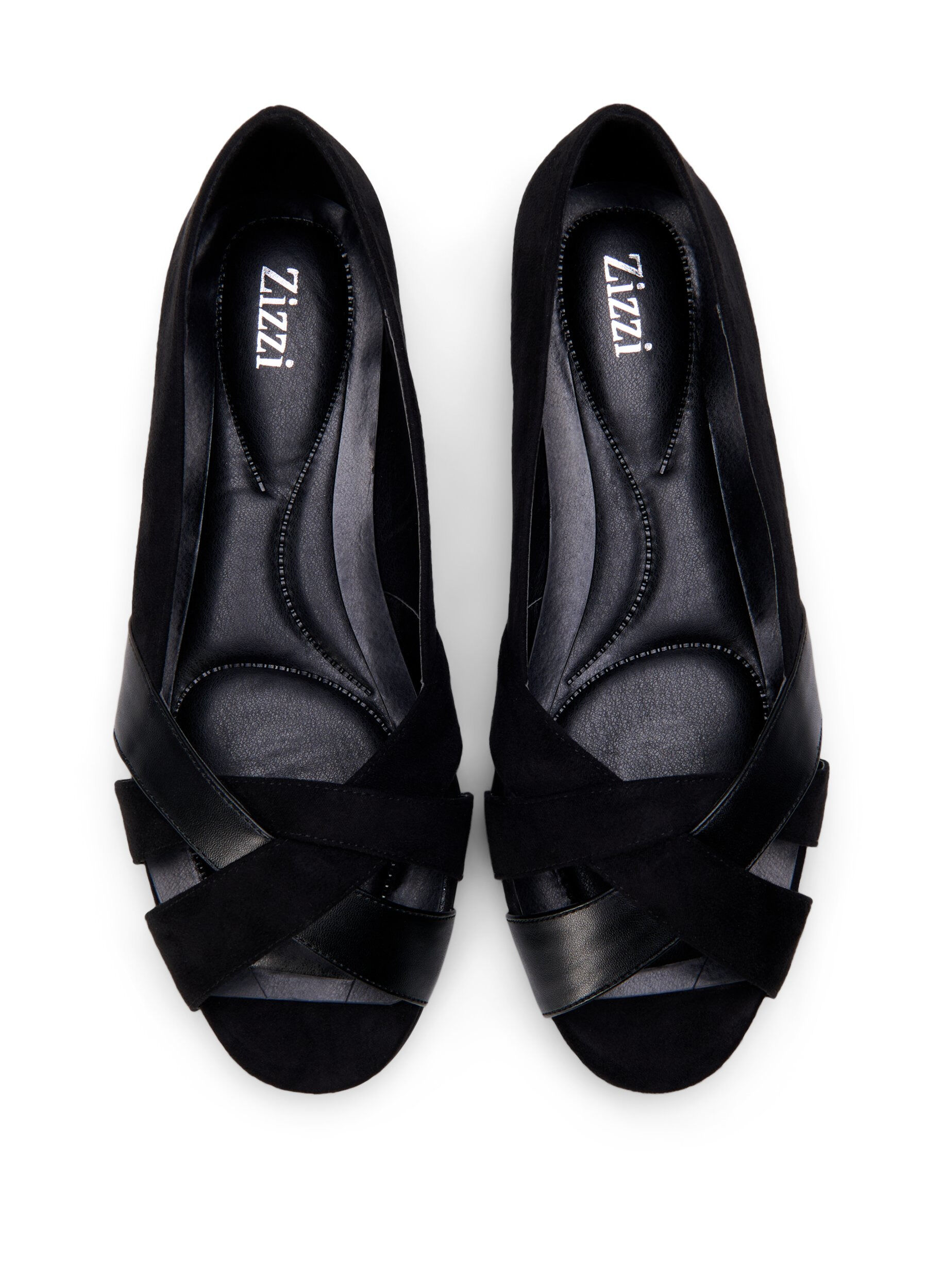 Zizzifashion Wide fit - Pointed ballerina flats, Black, Packshot image number 2