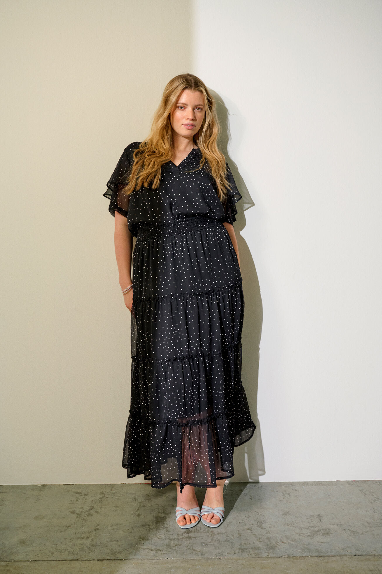 Zizzifashion Black set with polka dots, , Model