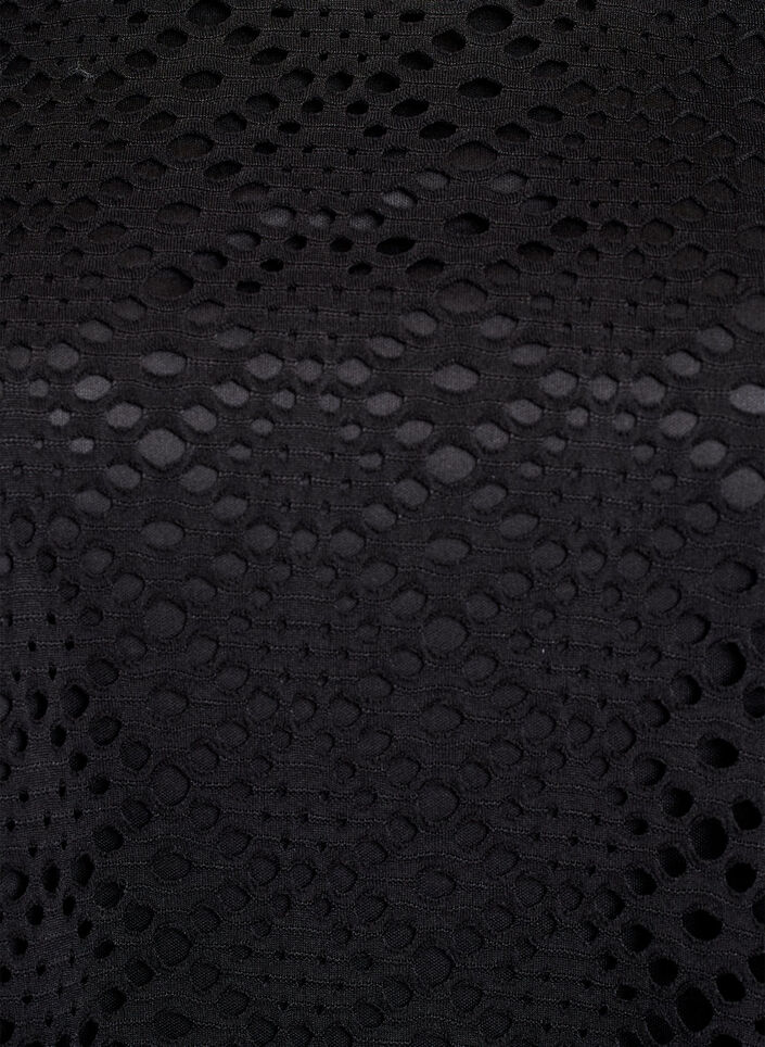 Knee-length dress with eyelet pattern and short sleeves, Black, Packshot image number 2