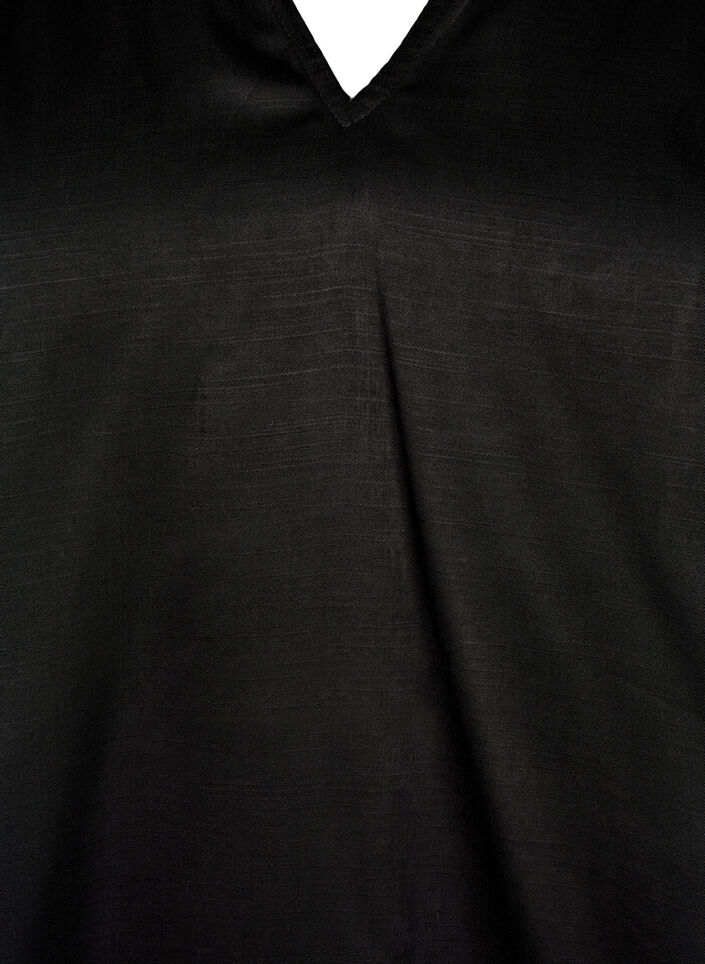 Long-sleeved blouse with ruffles and v-neck, Black, Packshot image number 2