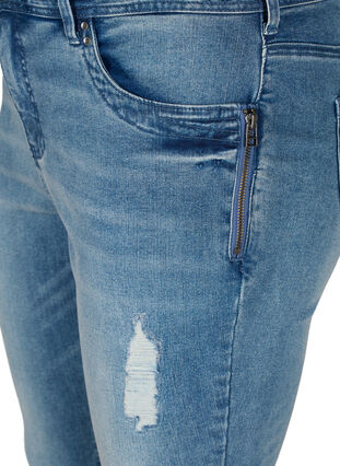 Super slim Amy jeans with distressed look, Blue denim, Packshot image number 2