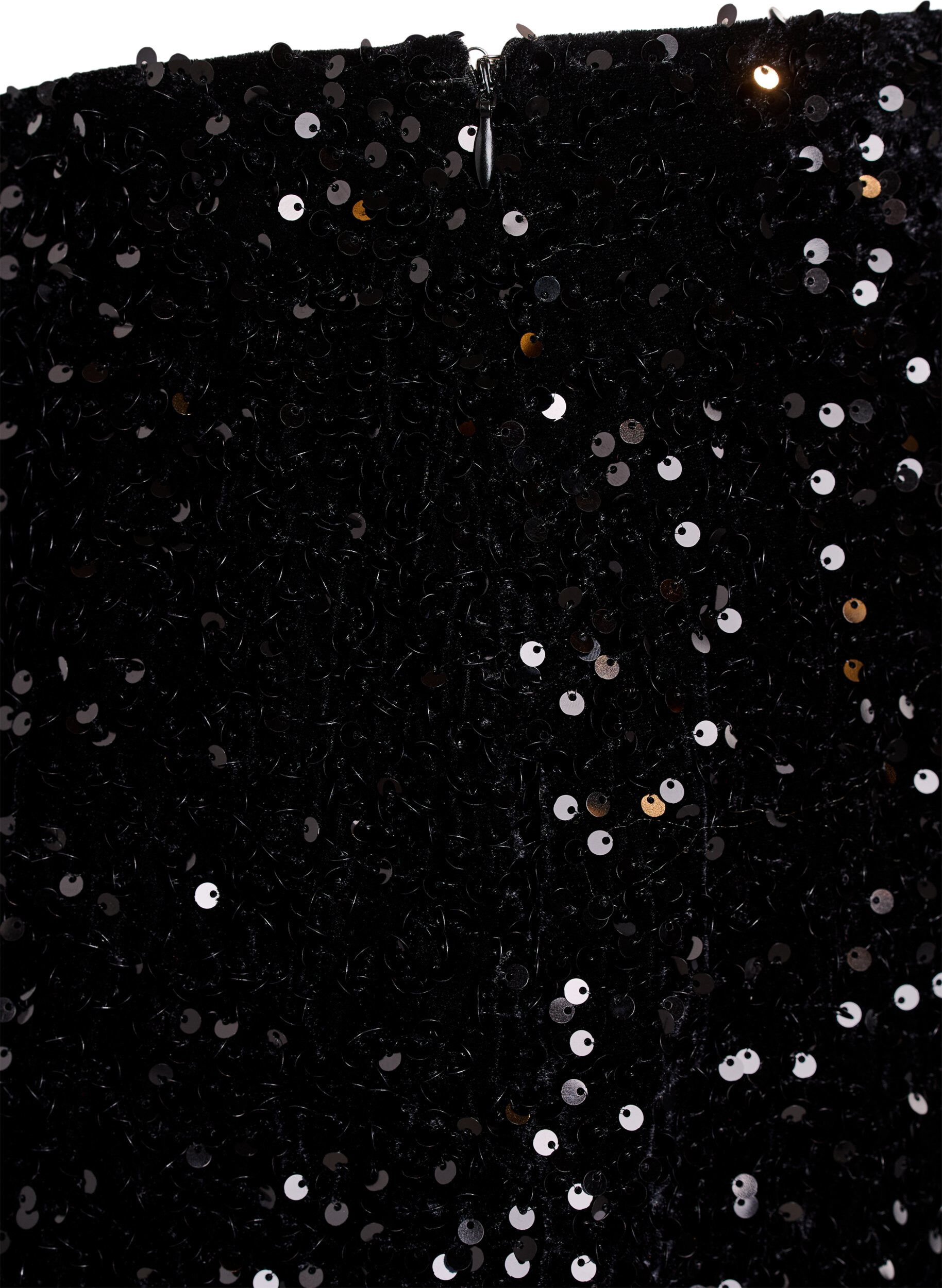 Zizzifashion Short sequin skirt with an elasticated waistband, Black, Packshot image number 3