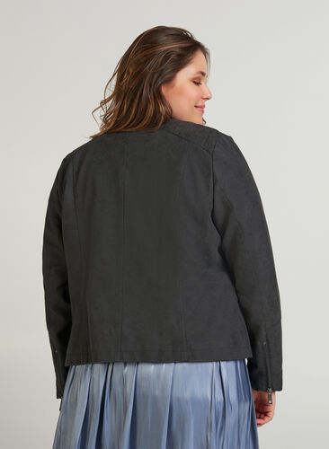 Faux leather jacket, Dark Grey as sample, Model image number 1