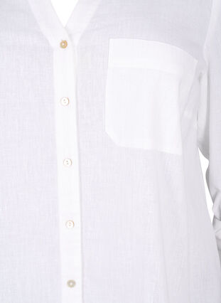 Shirt blouse with button closure in cotton-linen blend, Bright White, Packshot image number 2