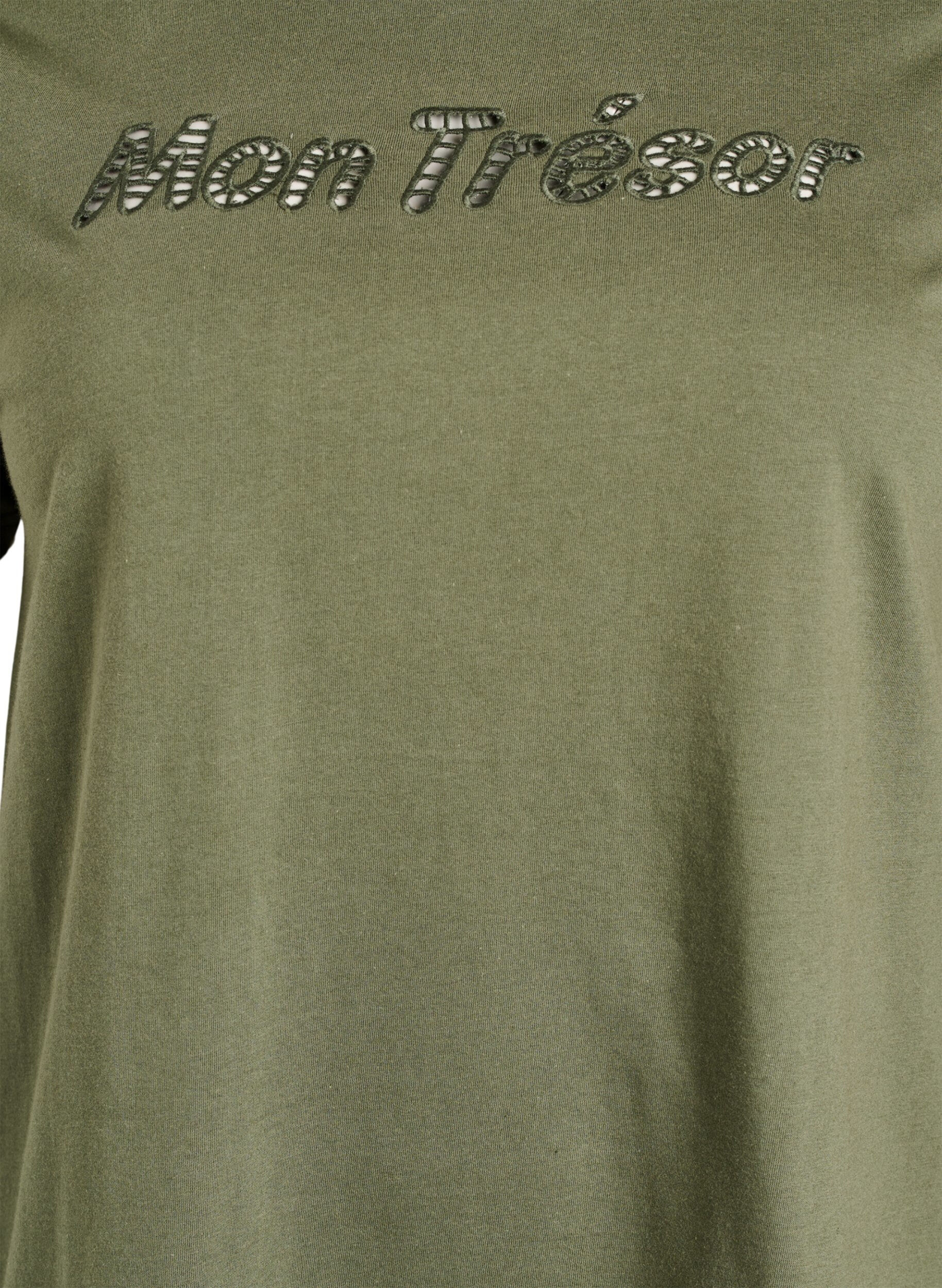 Zizzifashion Cotton t-shirt with decorative front detail, Green, Packshot image number 2