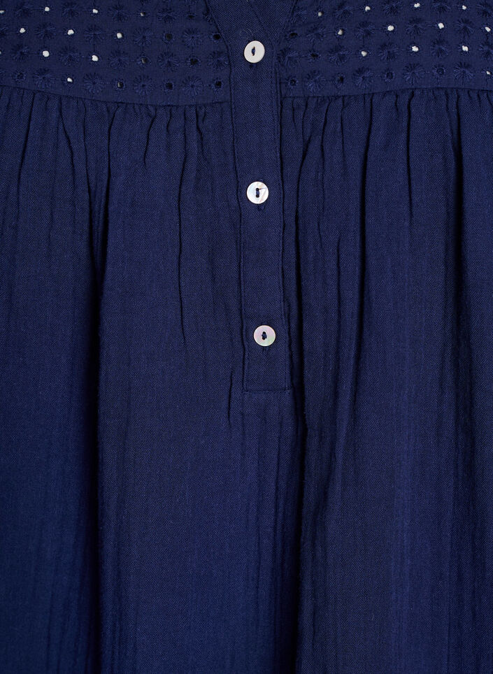 Cotton muslin tunic with broderie anglaise, Blue, Packshot image number 2