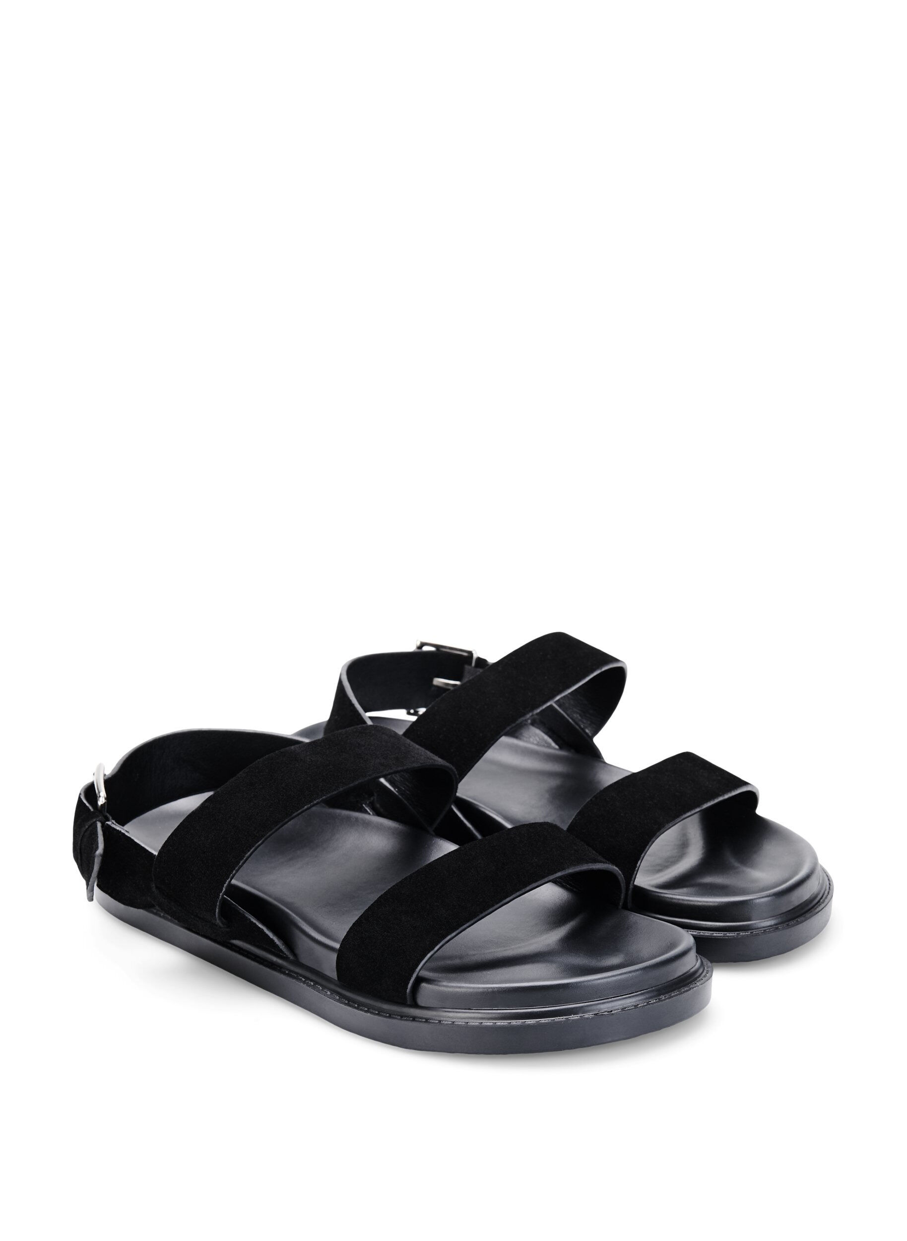Zizzifashion Wide fit sandal in suede, Black, Packshot image number 1