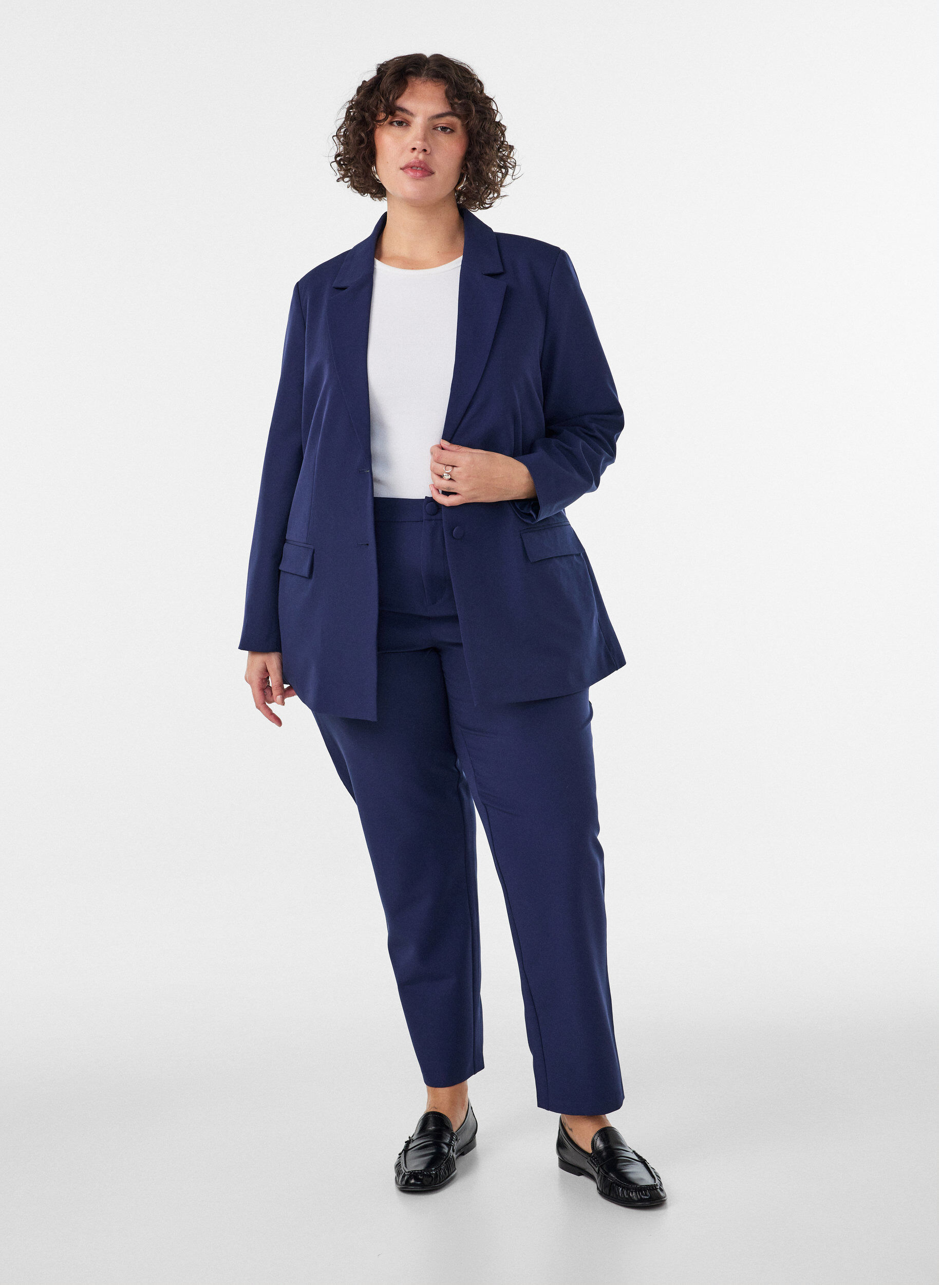 ZizzifashionClassic blazer with button fastening, Blue, Model image number 1