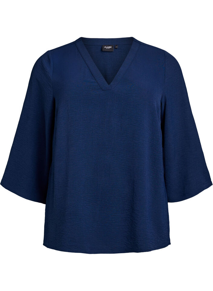 FLASH - Blouse with 3/4 sleeves, Blue, Packshot image number 0