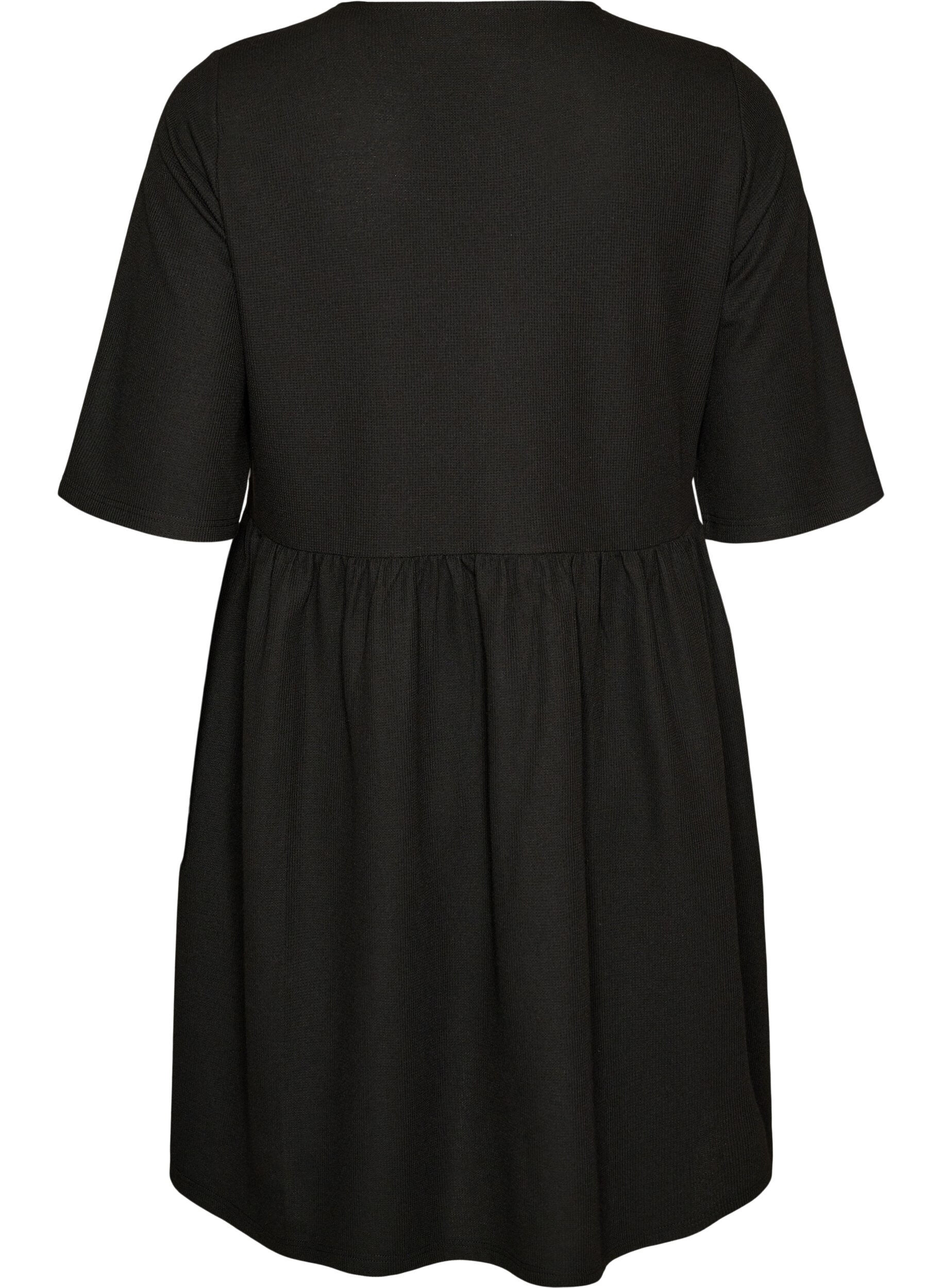 Zizzifashion Dress with a ribbed texture and an empire line, Black, Packshot image number 1