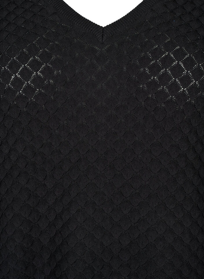 Structure-patterned pullover in organic cotton	, Black, Packshot image number 2