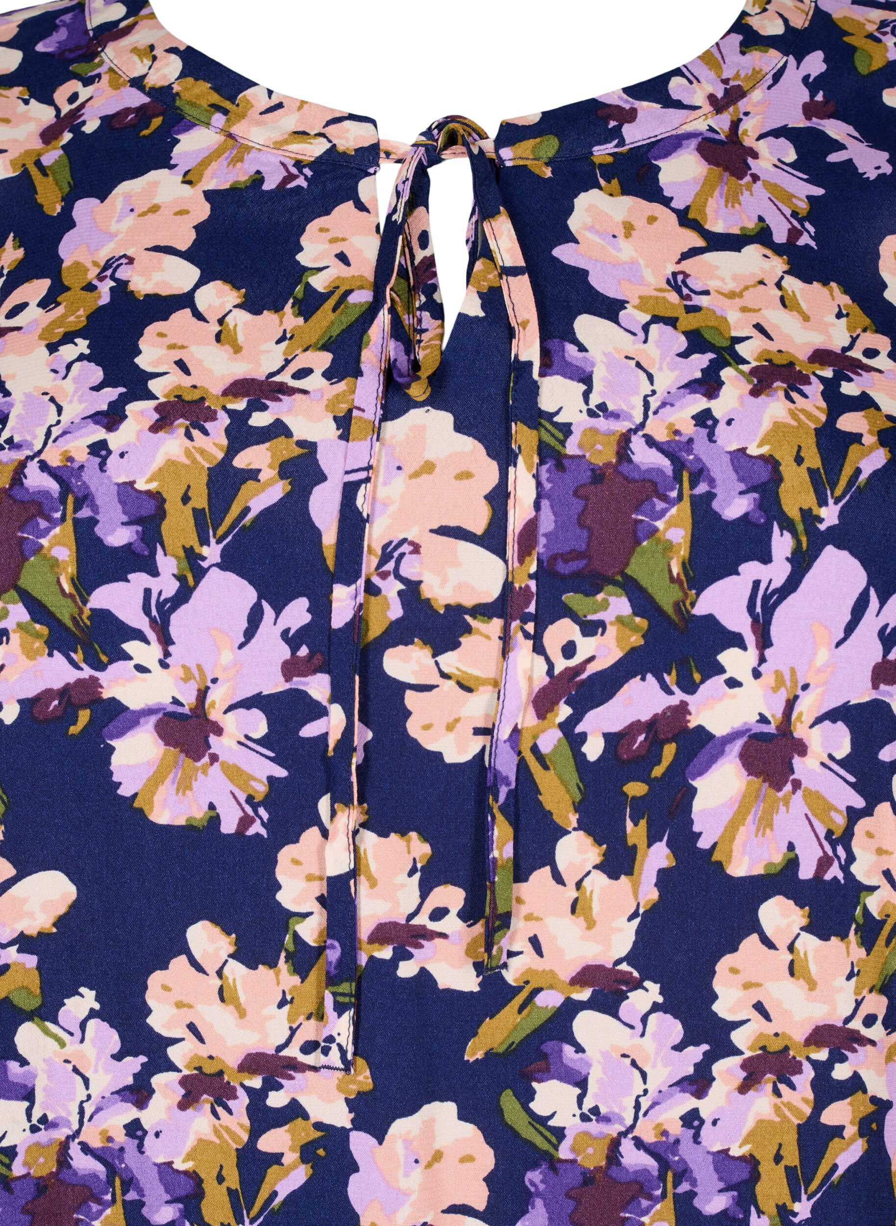 Zizzifashion Short sleeve viscose dress with print, Small Flower AOP, Packshot image number 2