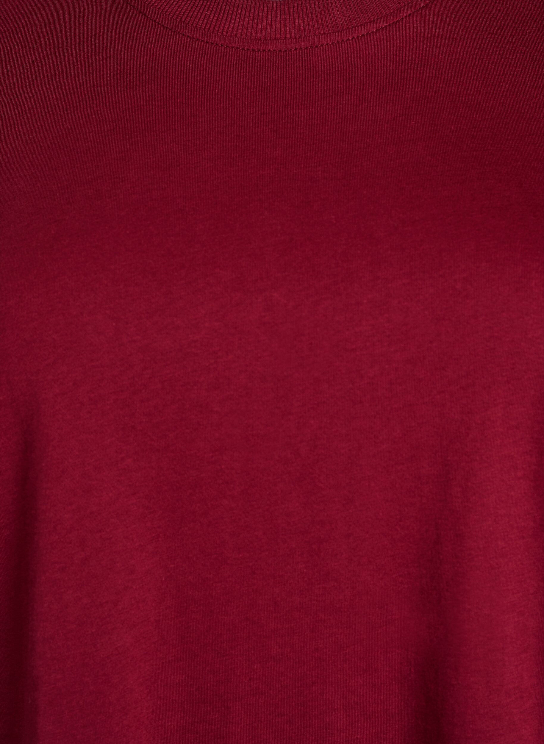 Zizzifashion Basic cotton T-shirt with round neck, Dark Bordeaux, Packshot image number 2