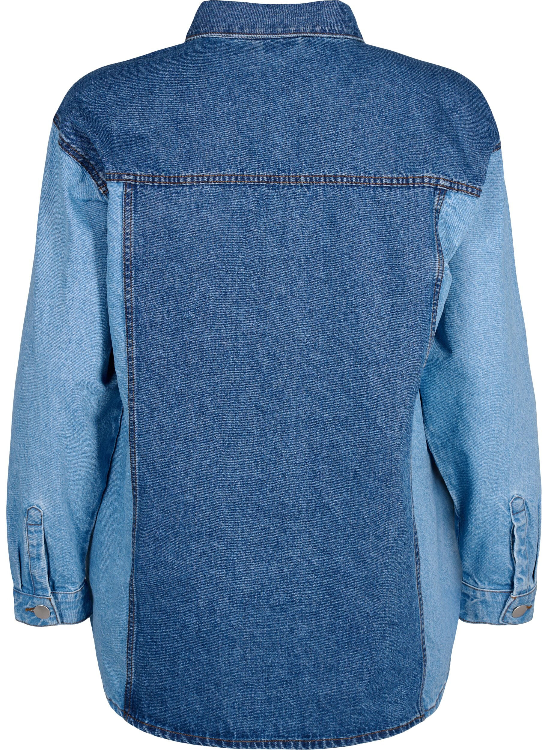 Zizzifashion Colorblock denim jacket, Light Blue Denim, Packshot image number 1