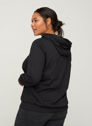 Hooded cotton sweatshirt, Black, Model image number 1
