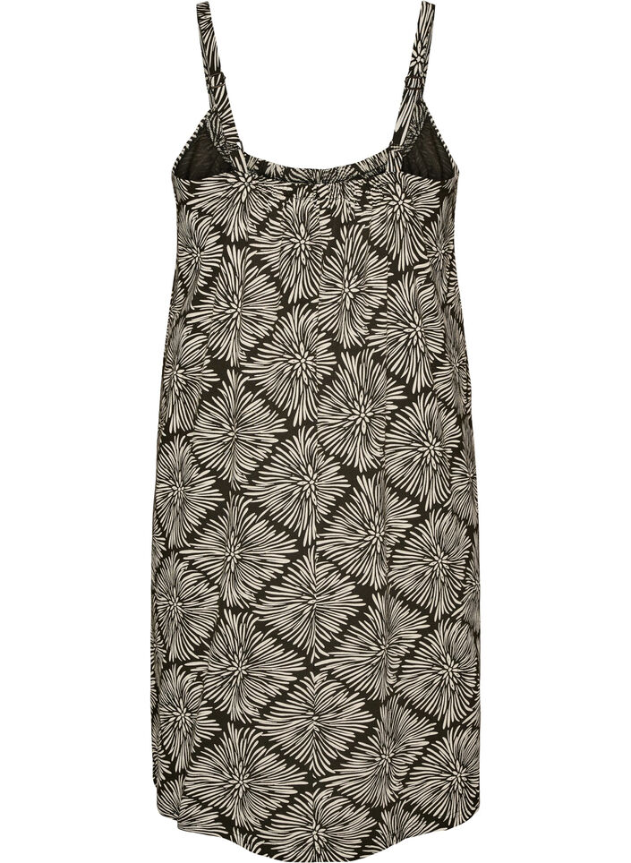 Knee-length strap dress in organic cotton, Black, Packshot image number 1