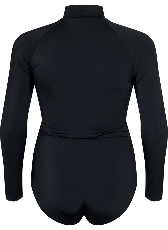 	 Swimsuit with long sleeves, Black, Packshot image number 1