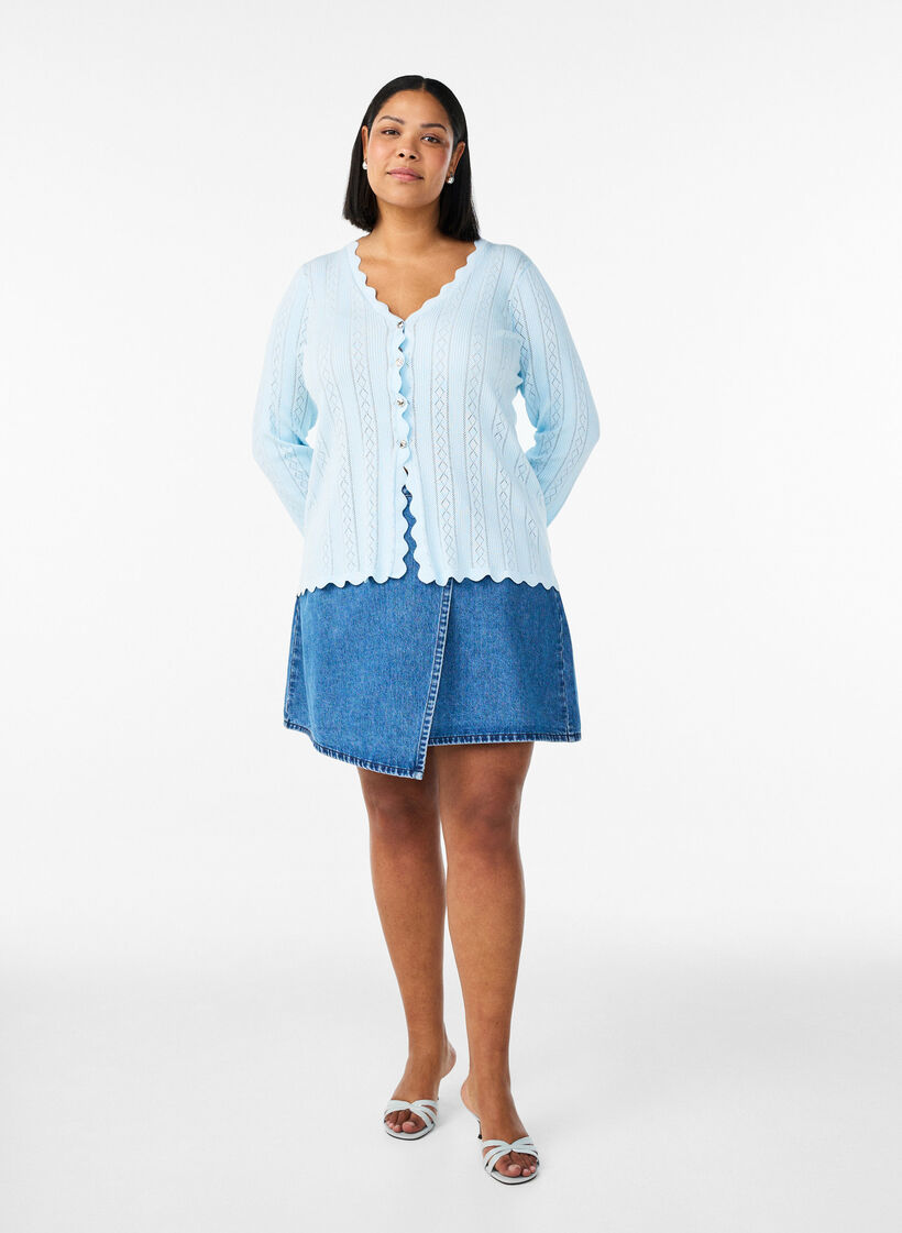 Short A-line denim skirt, Blue, Model