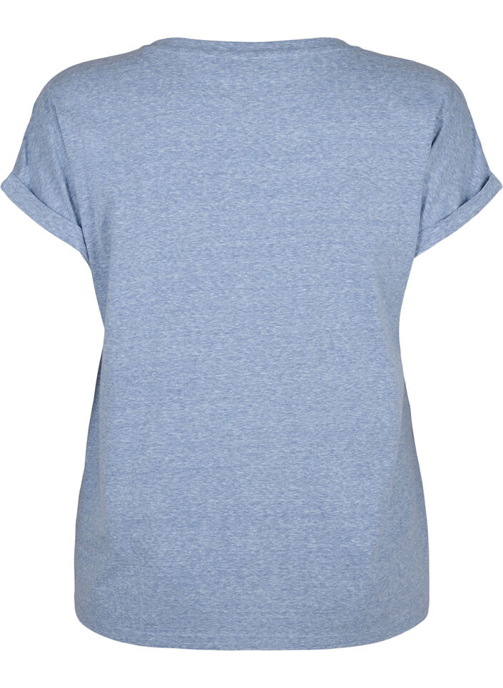 Melange t-shirt with short sleeves, Blue, Packshot image number 1