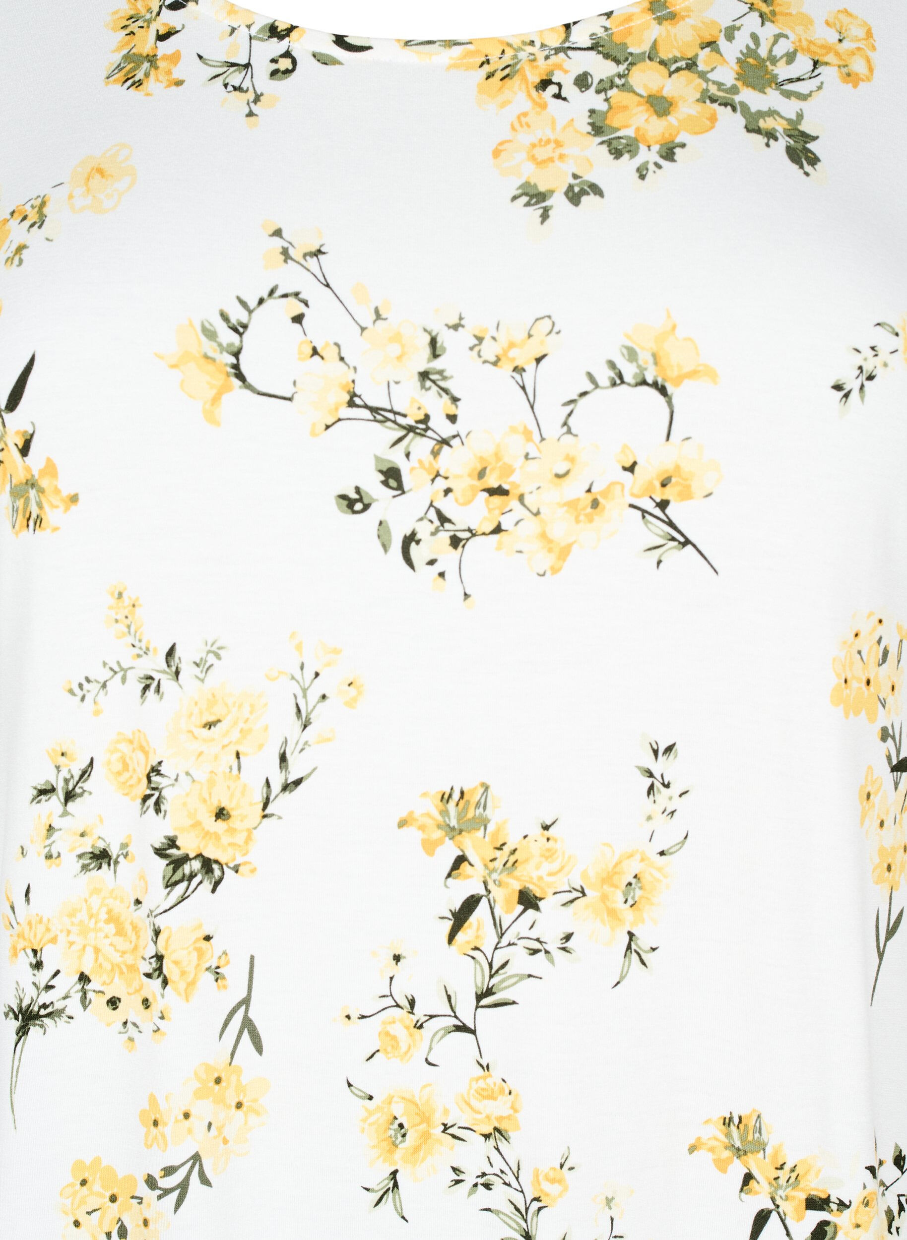 Zizzifashion T-shirt with floral print, Yellow, Packshot image number 2