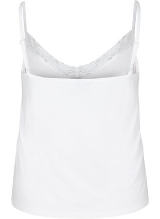 Close-fitting Viscose Top with Lace Edge, White, Packshot image number 1