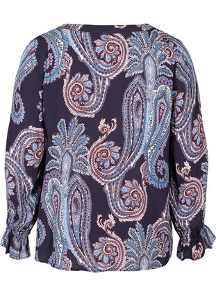 Long-sleeved viscose shirt with a paisley print, Night Sky AOP, Packshot image number 1