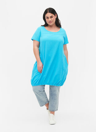 Short sleeve cotton dress, Blue Atoll, Model image number 2