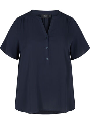 Printed blouse with short sleeves, Night Sky, Packshot image number 0