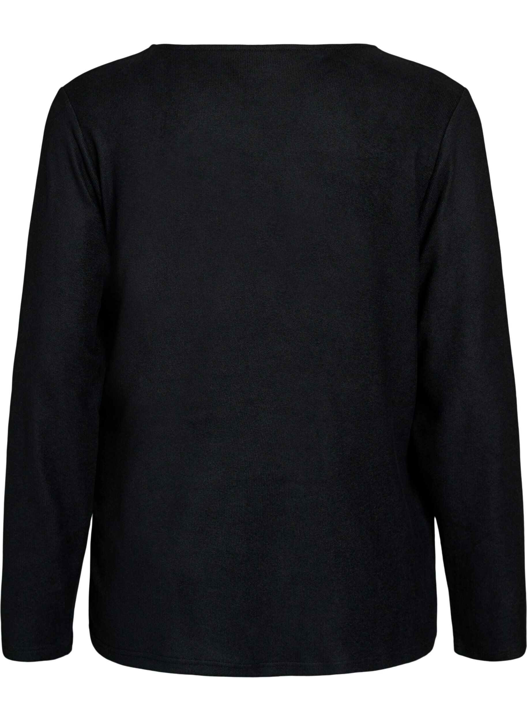 ZizzifashionJersey wrap blouse with a tie-fastening, Black, Packshot image number 1