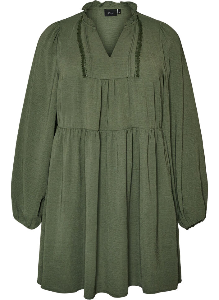 A-line dress with an empire line, Green, Packshot image number 0