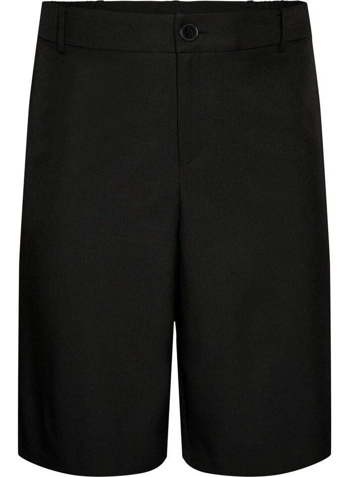 Loose high-waisted Bermuda shorts, Black, Packshot image number 0