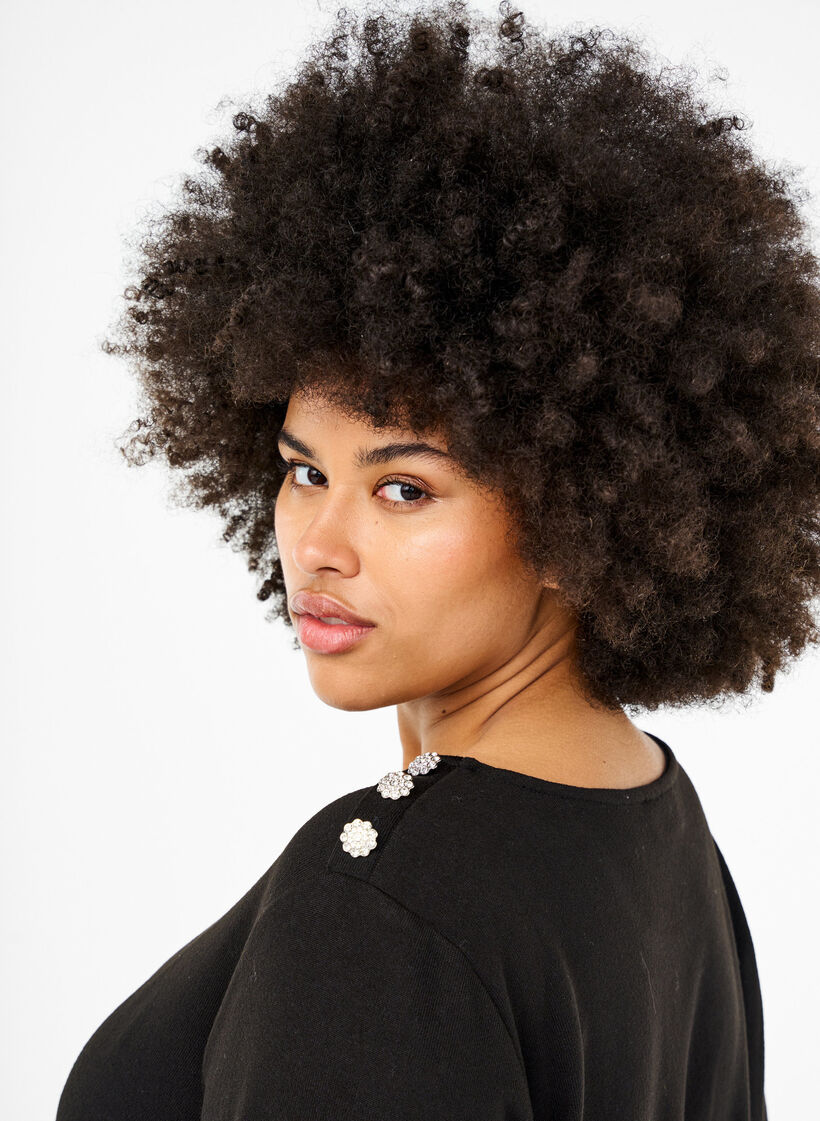 Blouse with decorative buttons, Black, Model image number 3