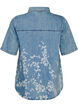 Denim shirt with floral print and short sleeves, Light Blue, Packshot image number 1