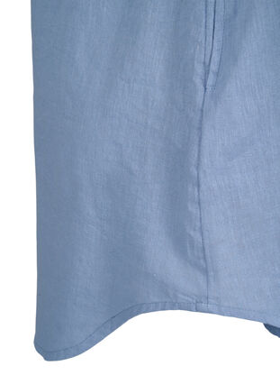 Short-sleeved cotton blend tunic with linen, Faded Denim, Packshot image number 3