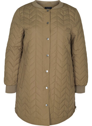 Long quilted jacket with button fastening, Bungee Cord, Packshot image number 0