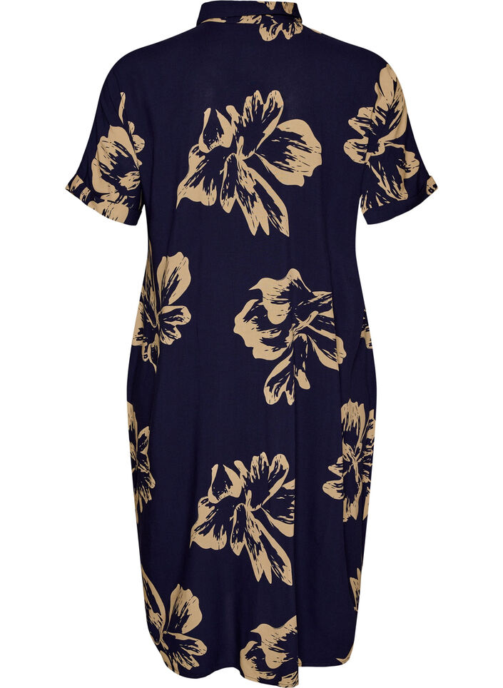 Long shirt dress with short sleeves, Blue, Packshot image number 1