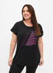 Short-sleeved training T-shirt with print, Black/Sugar Plum, Model image number 0