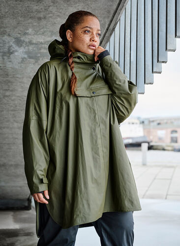 Rain poncho with hood, Ivy green, Image image number 0