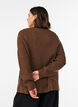 Knitted blouse with ribbed texture and button details, Brown, Model image number 2