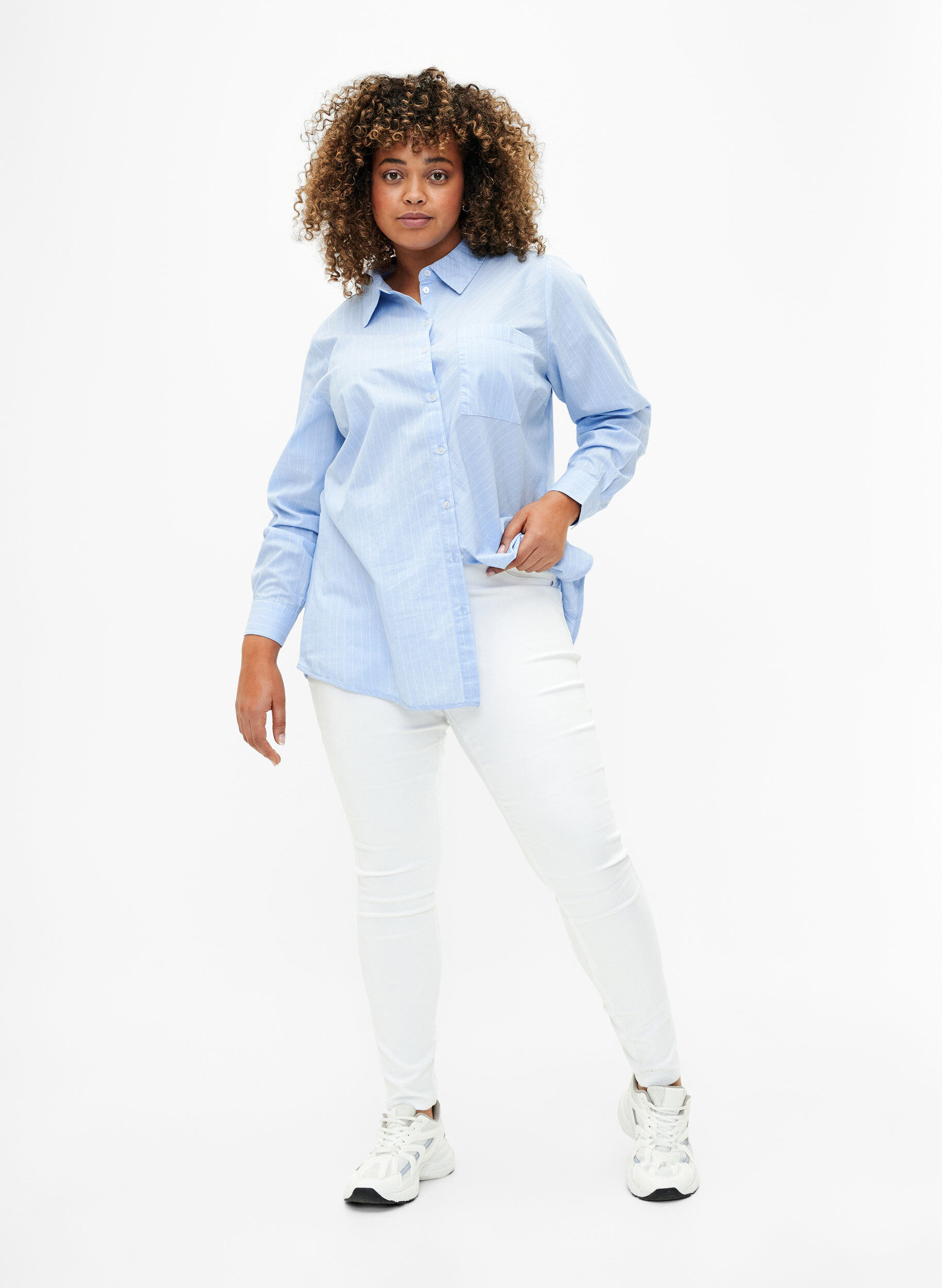 ZizzifashionHigh-waisted jeggings, White, Model image number 0