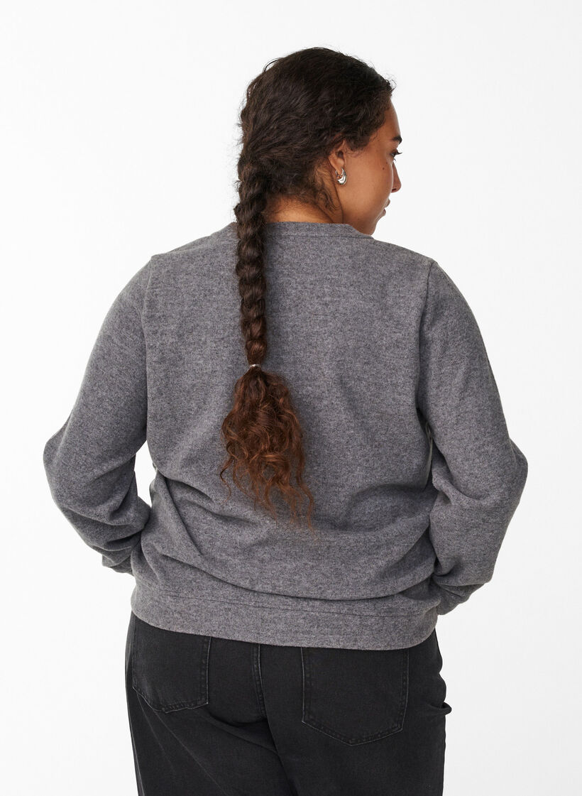 Jersey cardigan with round neck and buttons, Dark Grey, Model image number 2