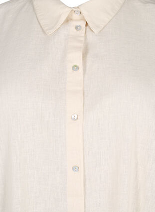 Long shirt in cotton blend with linen, Sandshell, Packshot image number 2