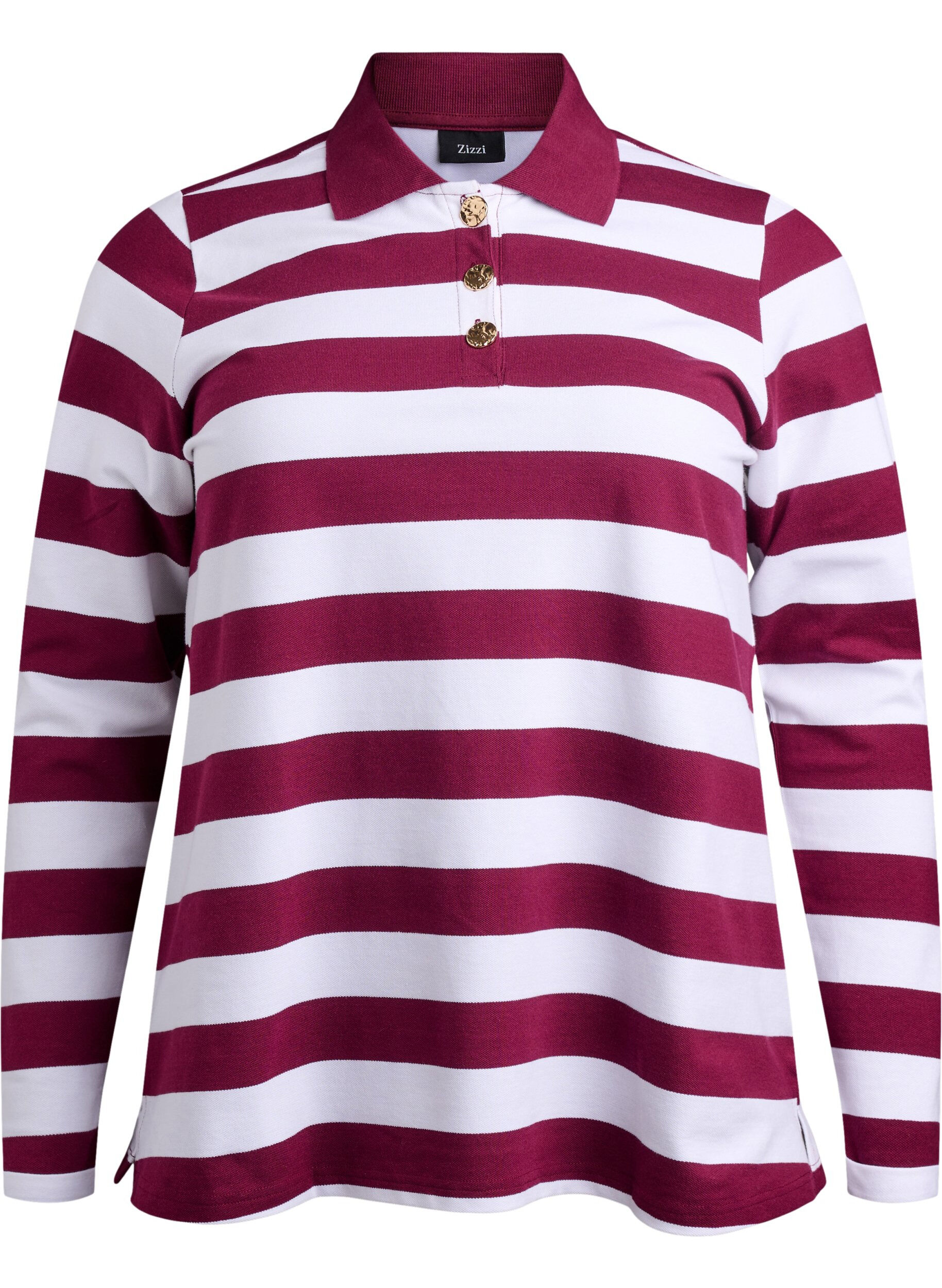 Striped polo shirt with long sleeves