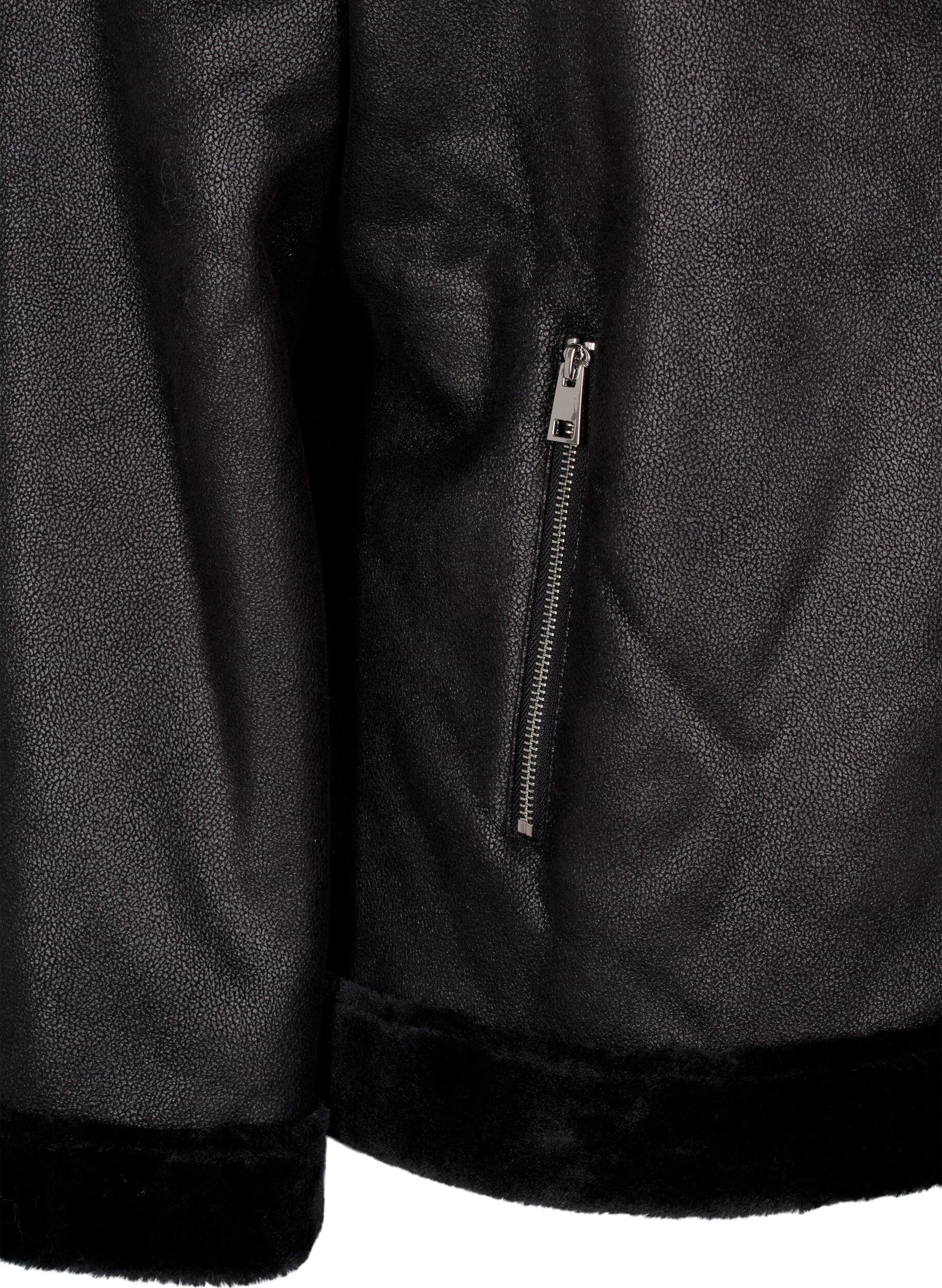 Zizzifashion Faux leather pilot jacket, Black, Packshot image number 2