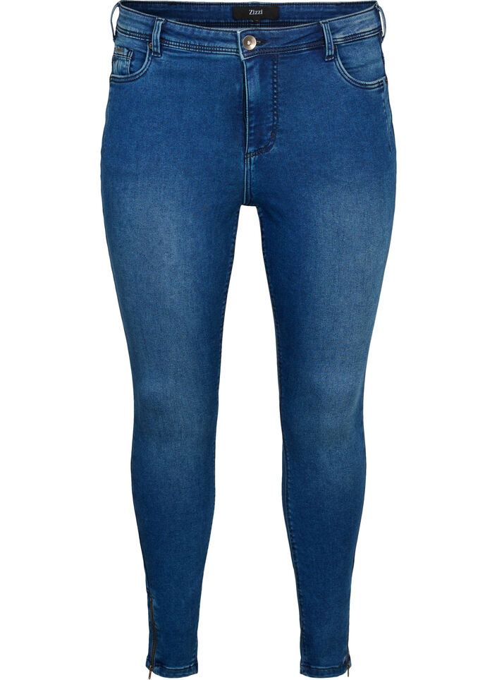 Cropped Amy jeans with zipper detail, Blue, Packshot image number 0