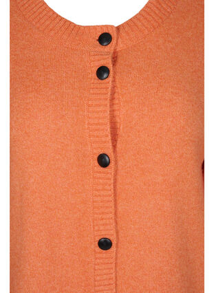 Short knitted cardigan with contrast-colour buttons, Mandarin Orange Mel, Packshot image number 2
